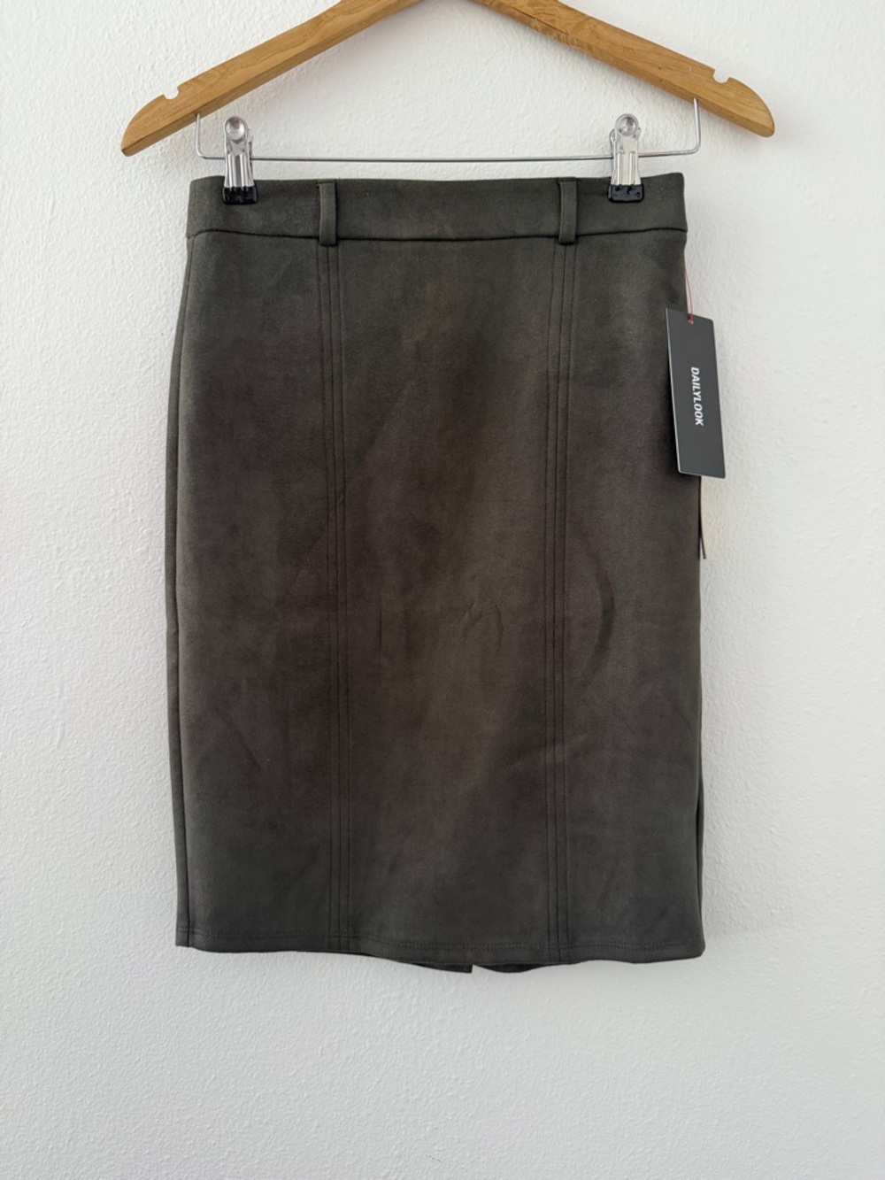 NWT Rokoko  Faux Suede Dark Green Skirt